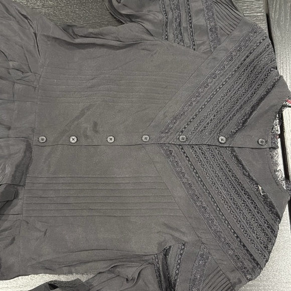 Zadig & Voltaire Rozyl Silk Lace Insert Asymmetrical Hem Midi Dress - Small - Picture 8 of 13